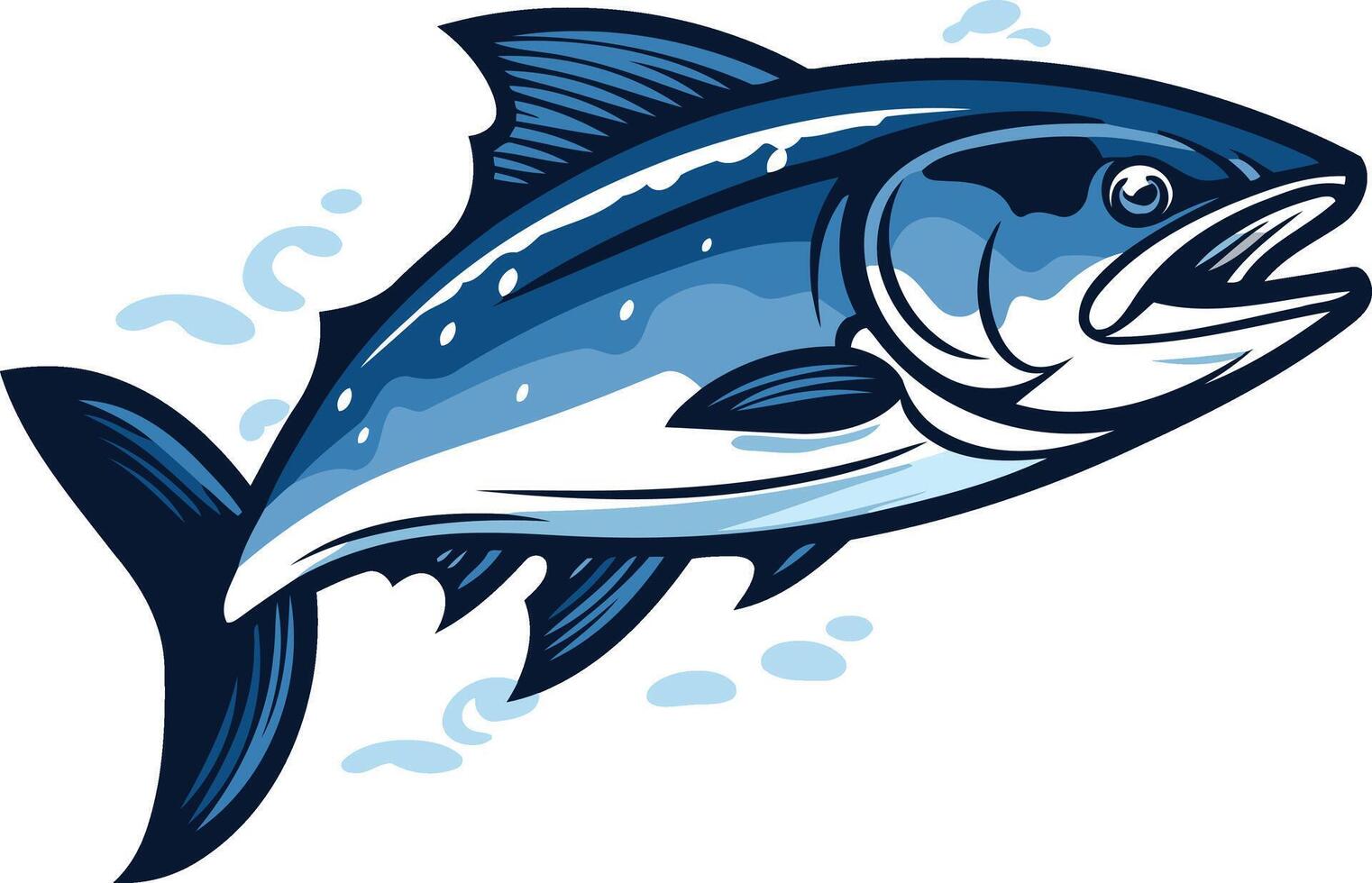 Blue Fish Illustration with White Background vector