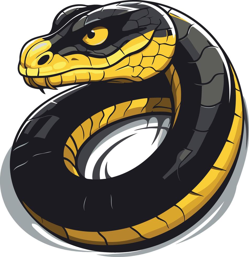 Black and Yellow Snake Illustration vector