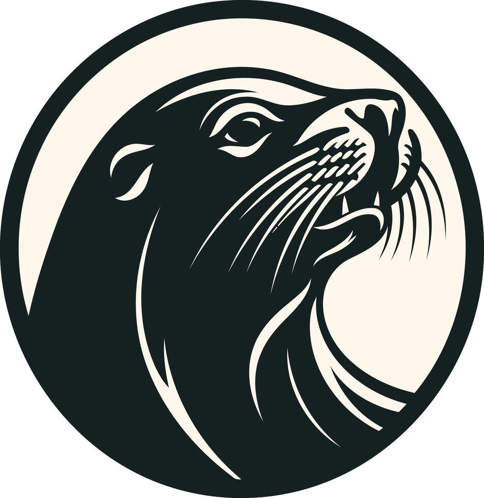 Sea Lion Head in a Circle - element Illustration vector