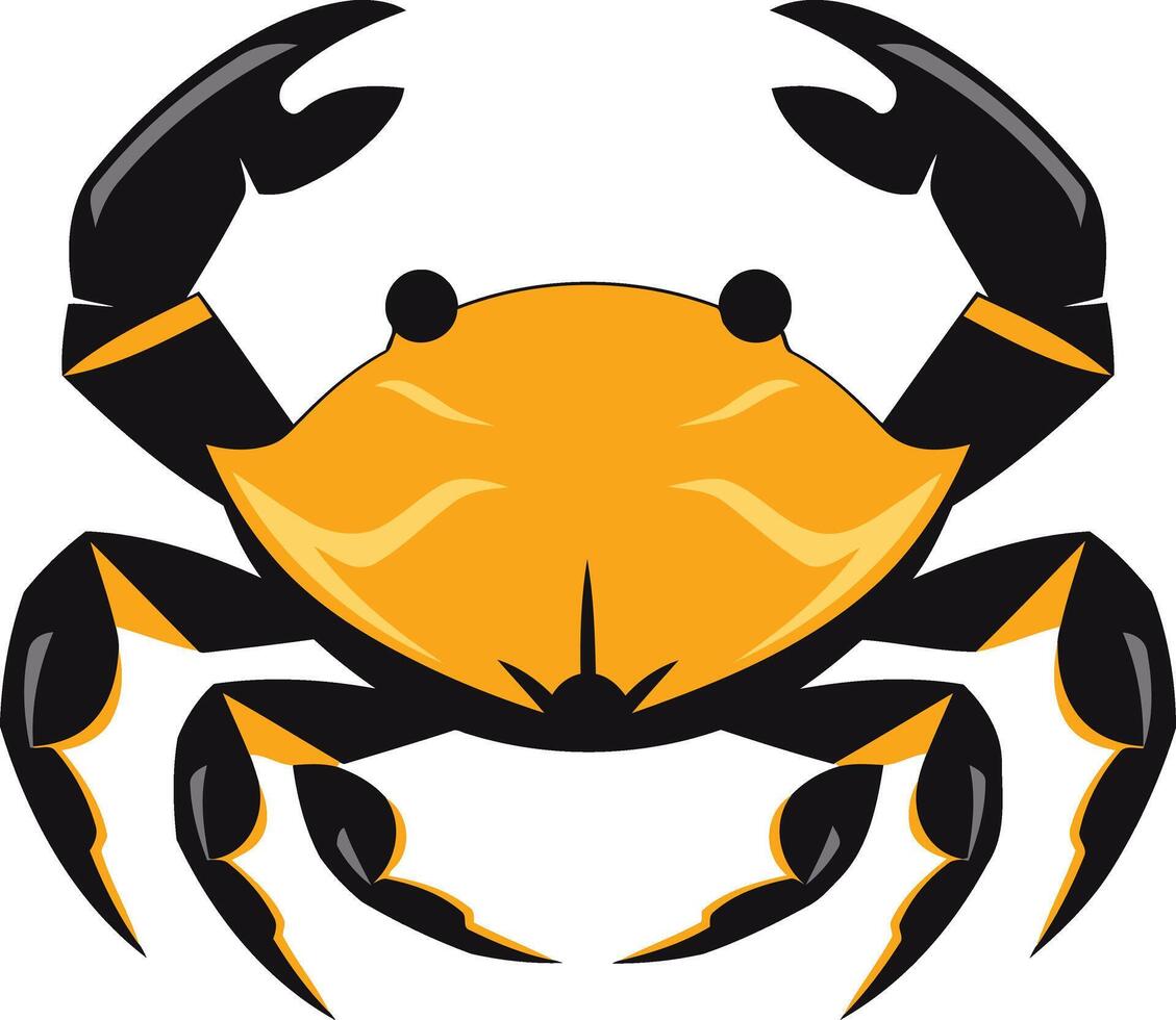 Cartoon Yellow Crab with Black Claws vector