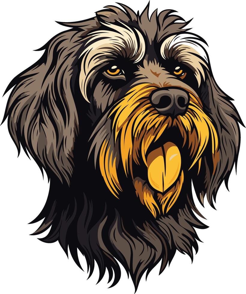 Close-Up Portrait of a Brown and White Dog with its Tongue Out vector