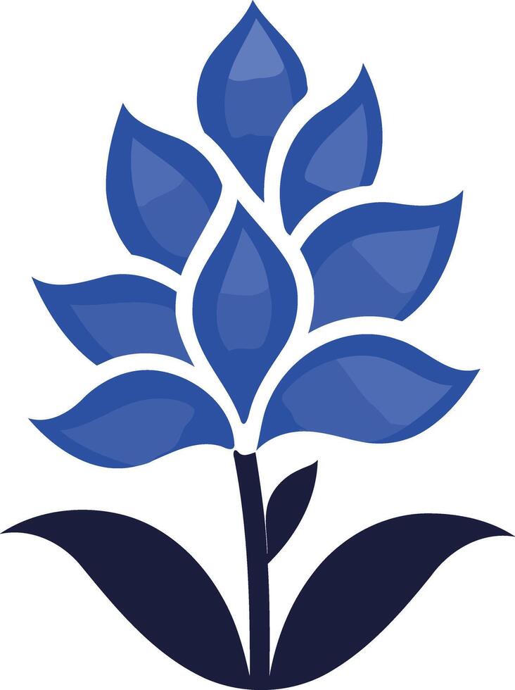 Stylized Blue Flower with a Simple Stem vector