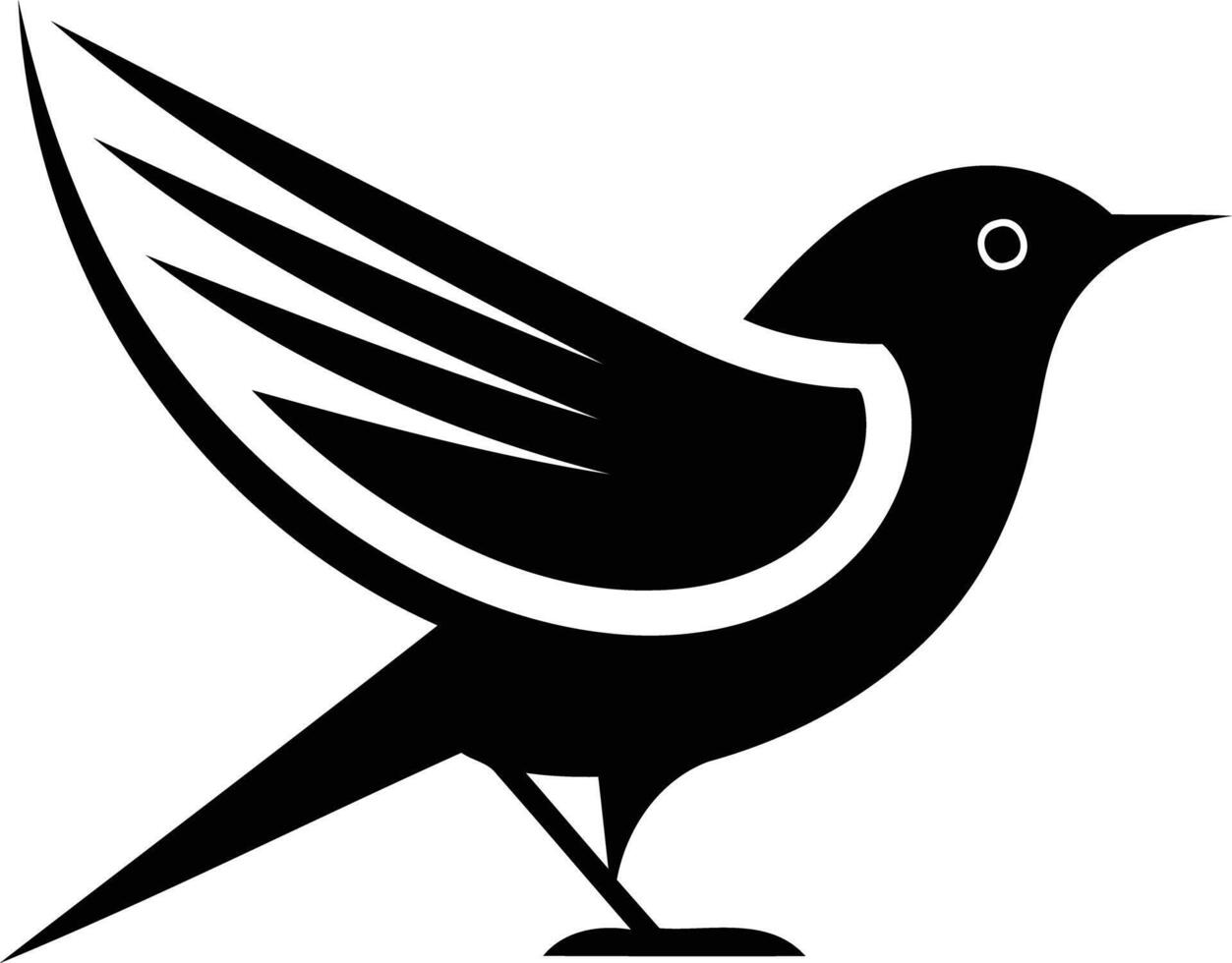 A stylish, black and white silhouette of a bird in flight vector