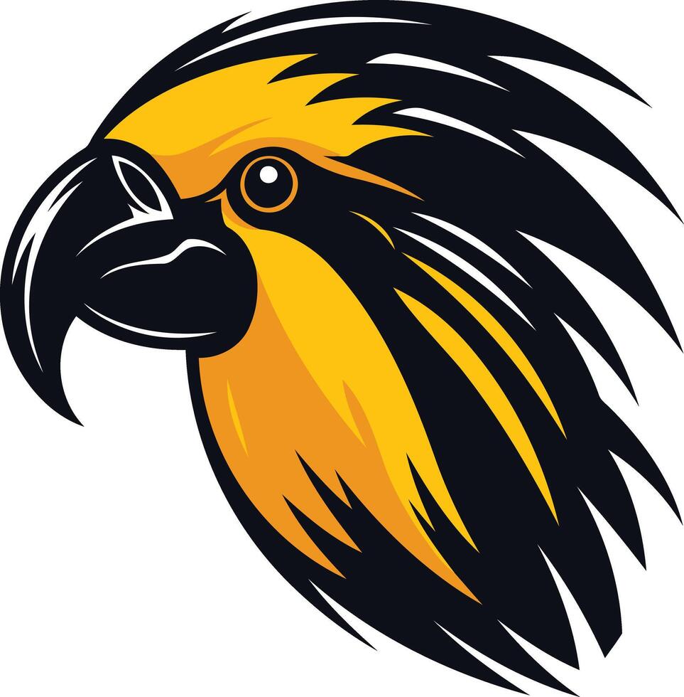 Yellow and Black Parrot Head Mascot vector