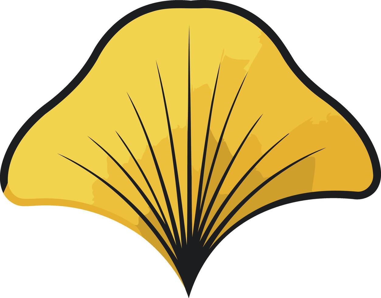 Single Ginkgo Leaf in Yellow and Black vector