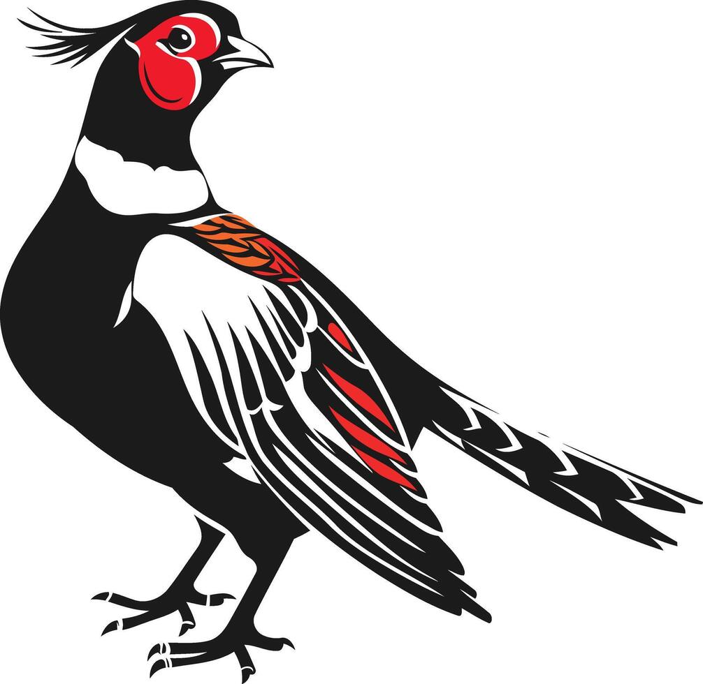 Elegant Black and Red Pheasant Illustration vector