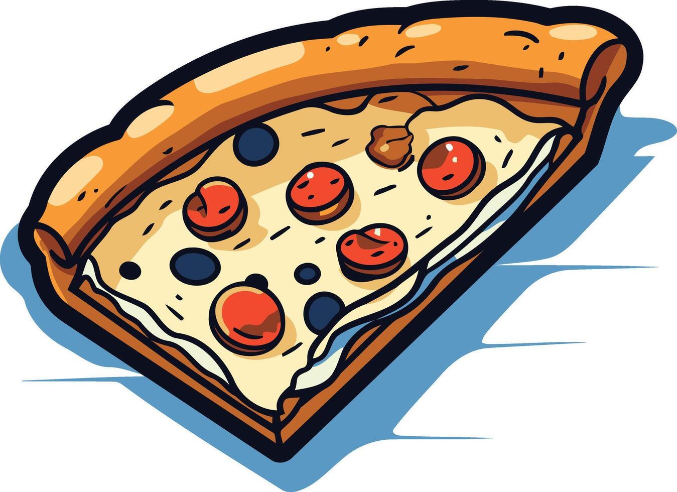 Delicious Pizza Slice with Pepperoni and Olives vector