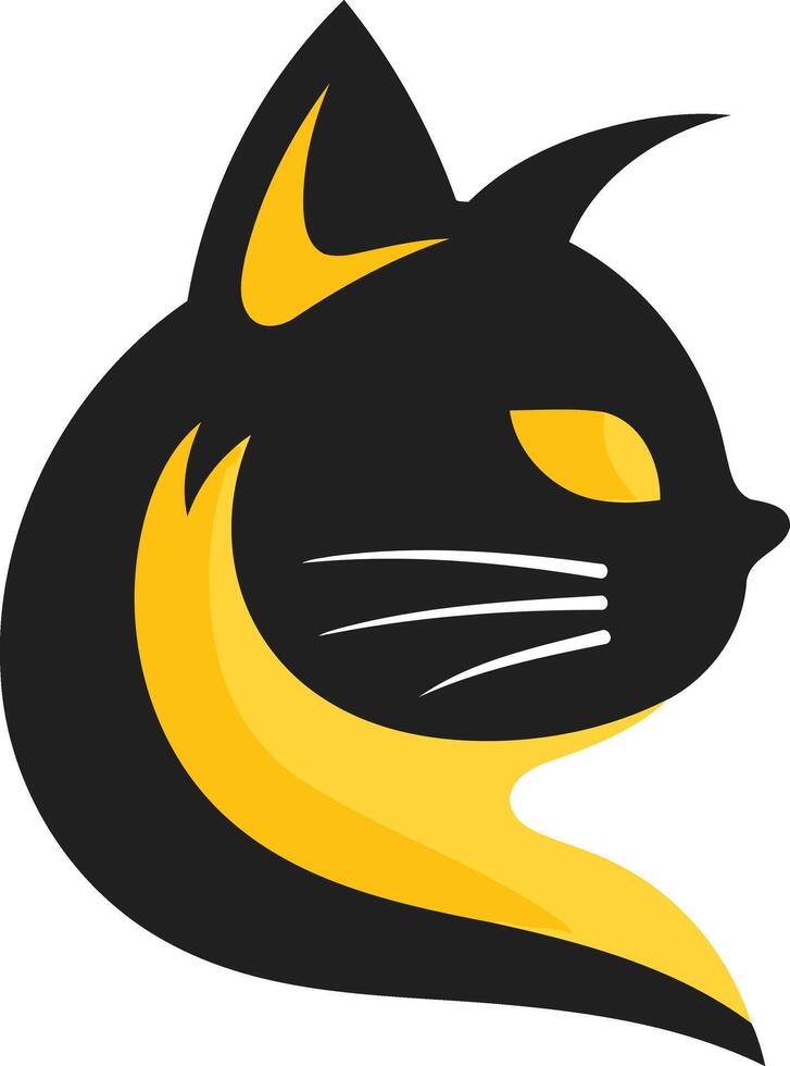 Black Cat with Yellow Eyes Profile vector