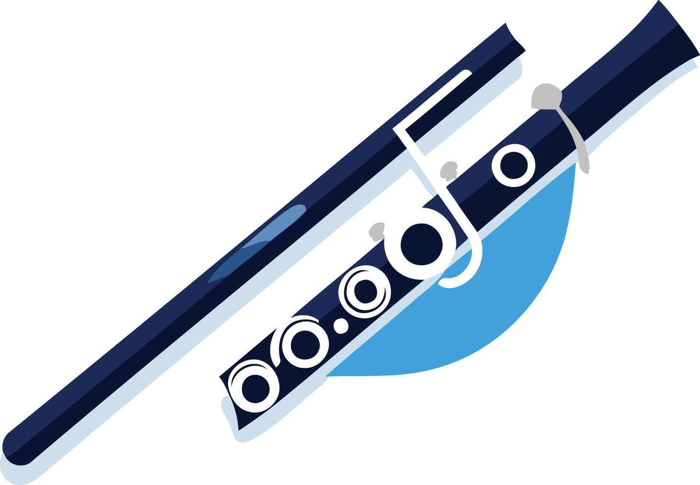 Blue and White Flute with a Music Note vector
