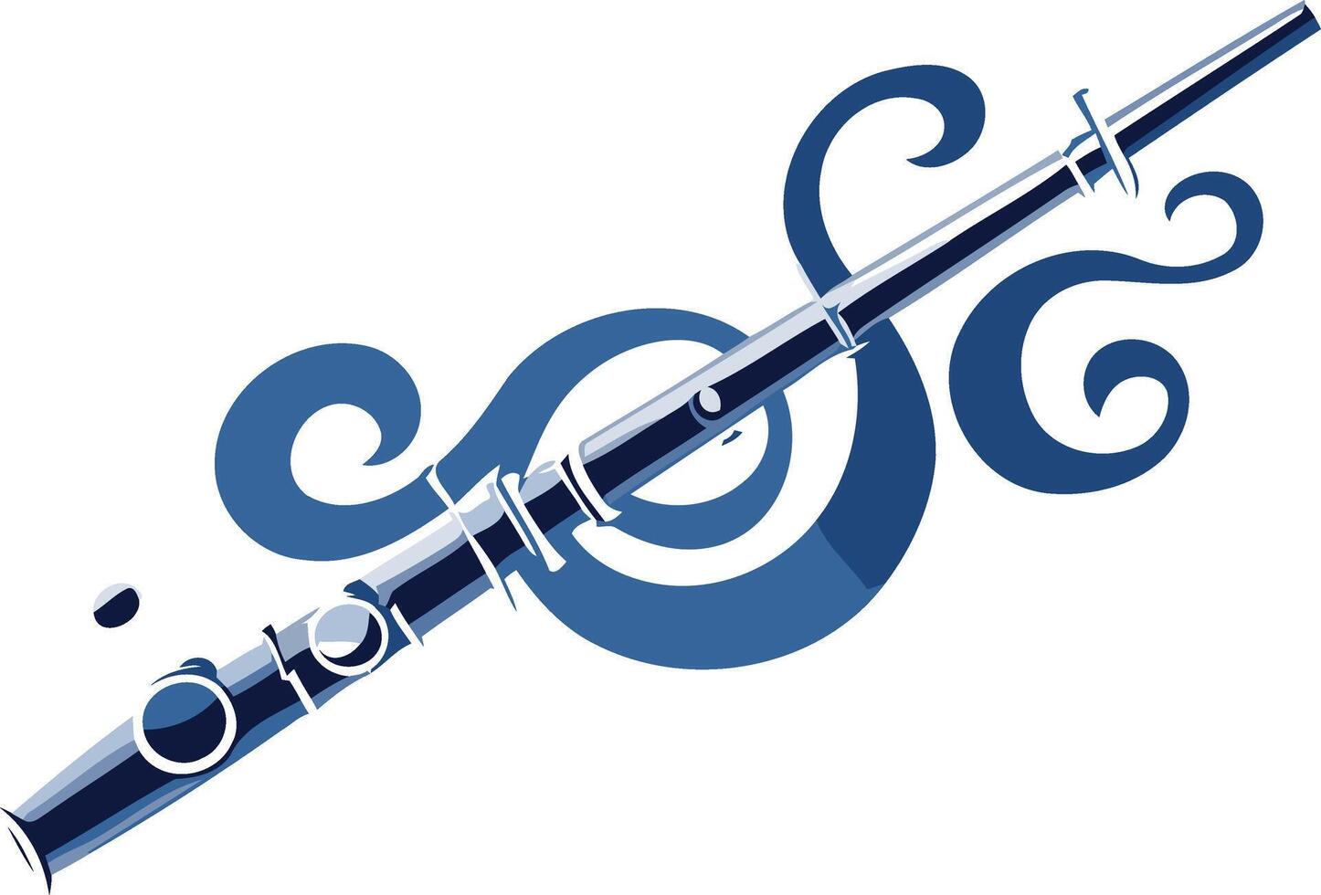 Blue Flute and Swirls vector