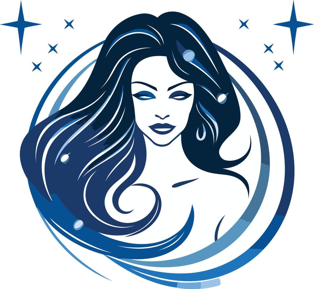 Mystical Woman with Long Hair vector