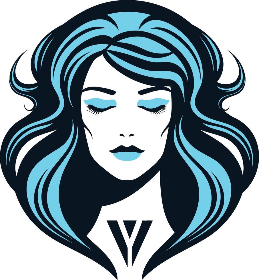 Blue Hair Beauty vector