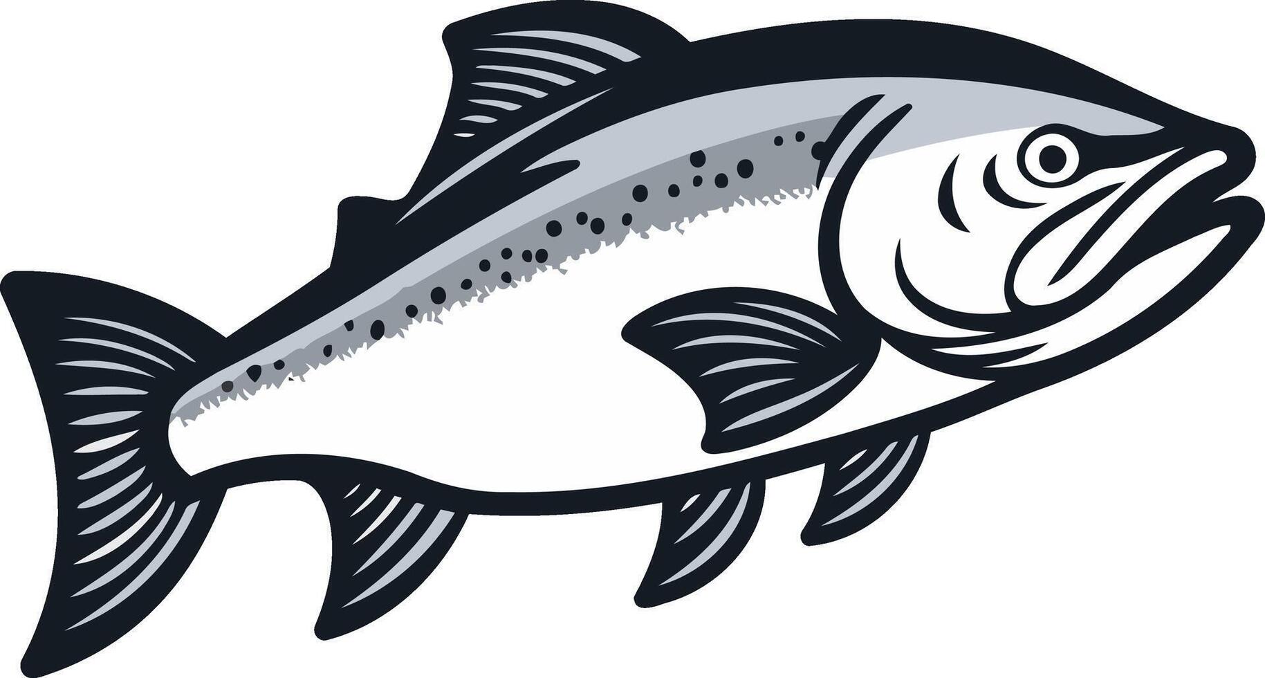 Black and White Illustration of a Salmon vector