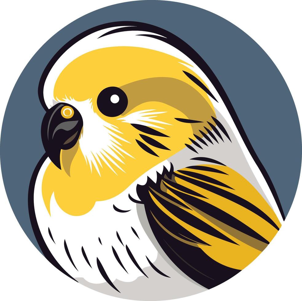 Yellow and White Budgie Bird Portrait vector