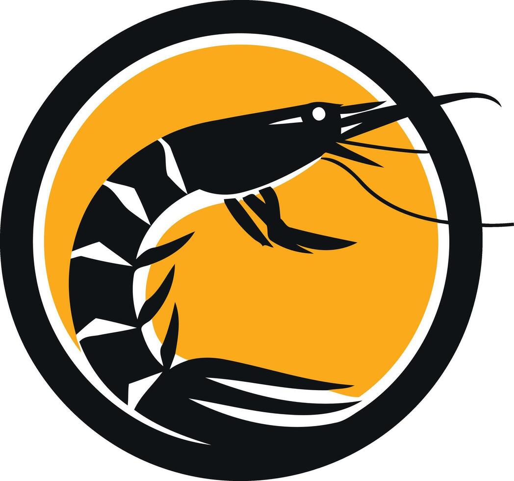 Shrimp Illustration in Circle vector