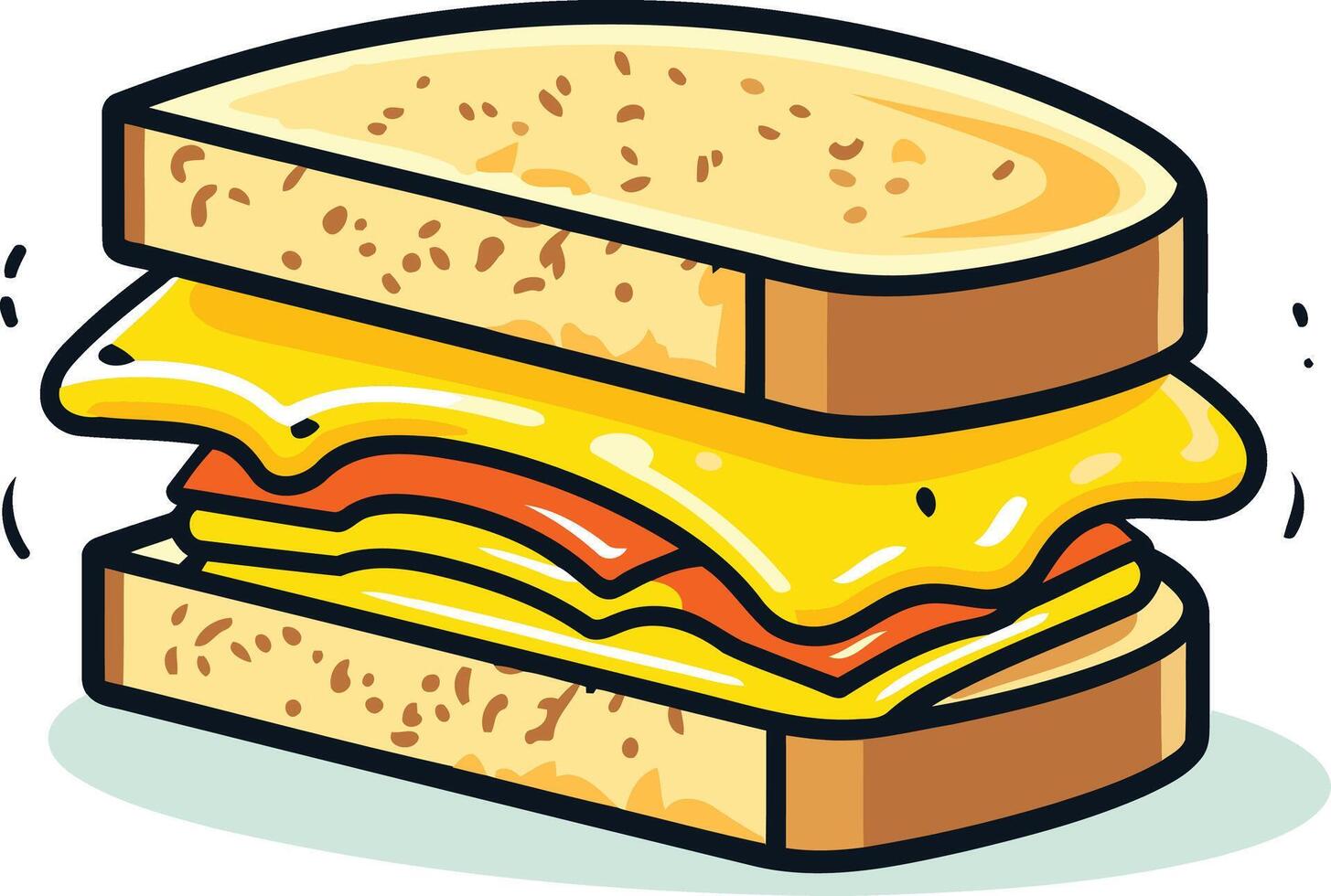 Cartoon Illustration of a Delicious Grilled Cheese Sandwich vector