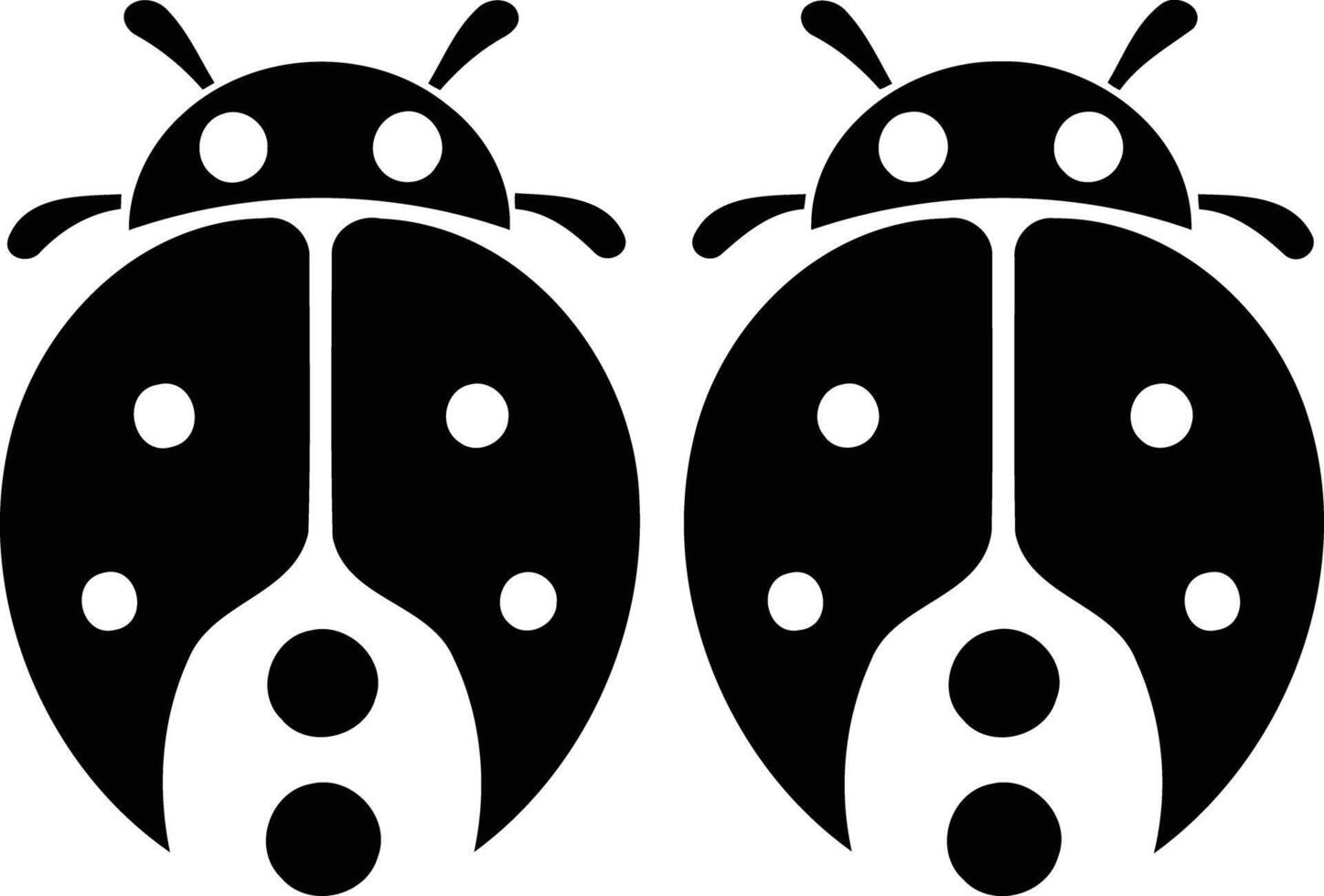 Simple, black and white silhouette of two ladybugs, ideal for use in branding, website design, and more vector