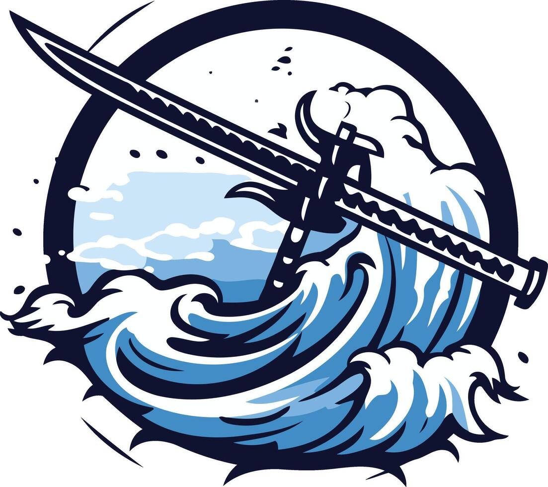 Katana and Wave Illustration vector
