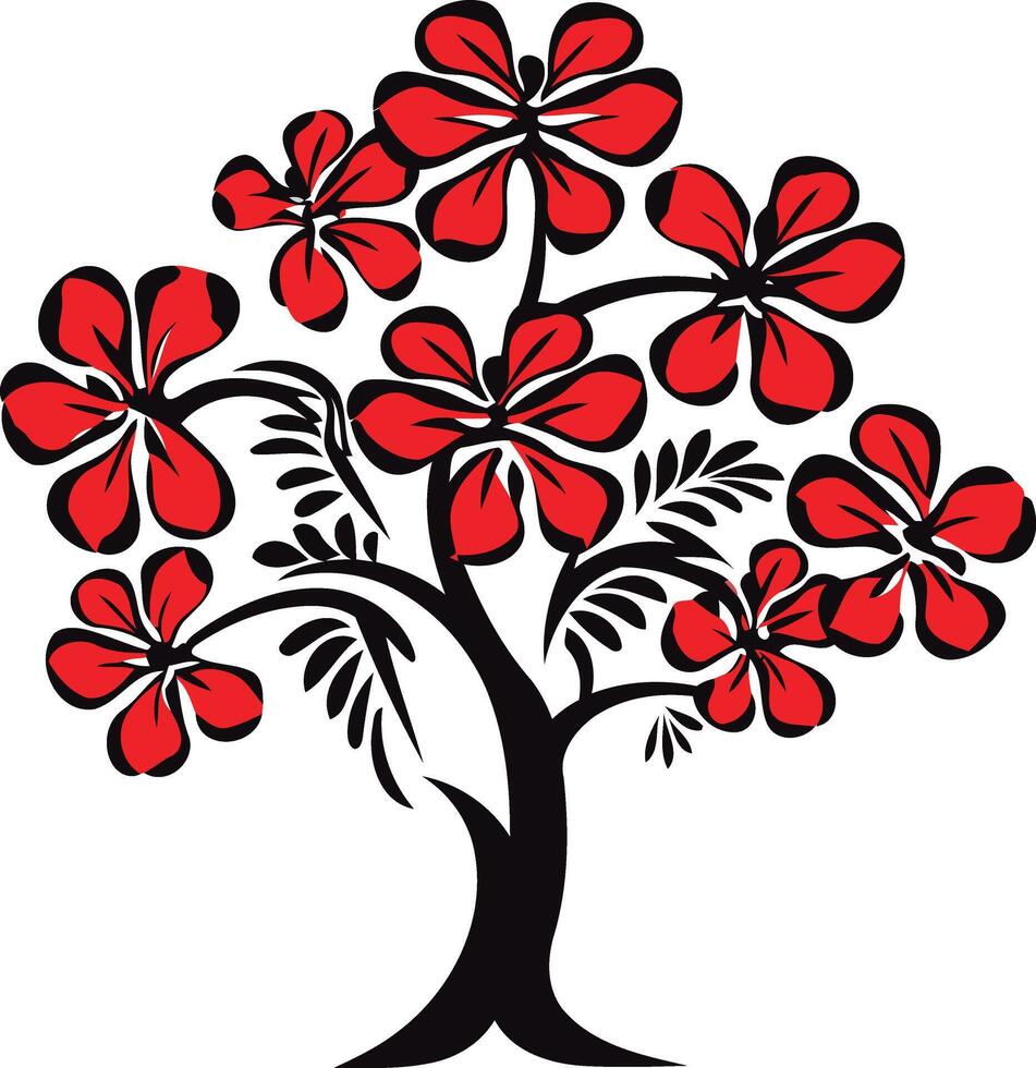 Red Flower Tree Illustration vector