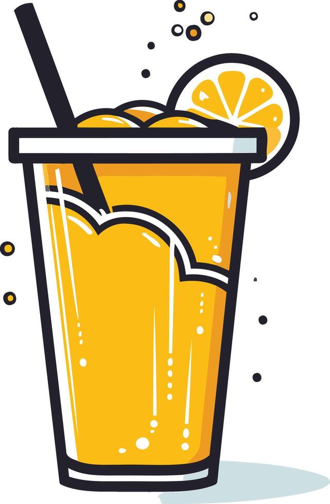 Orange Juice with Lemon Slice and Straw vector