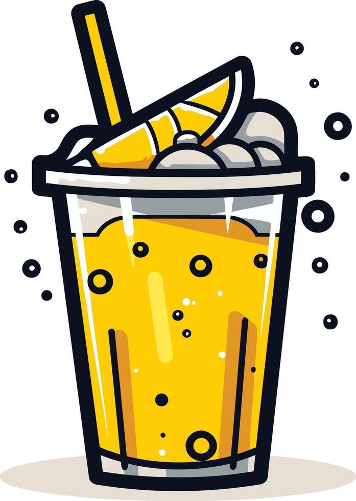 Refreshing Lemonade in a Plastic Cup vector
