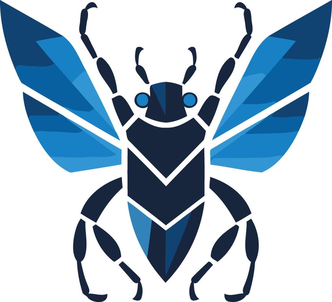 Abstract Geometric Illustration of a Blue Bug vector