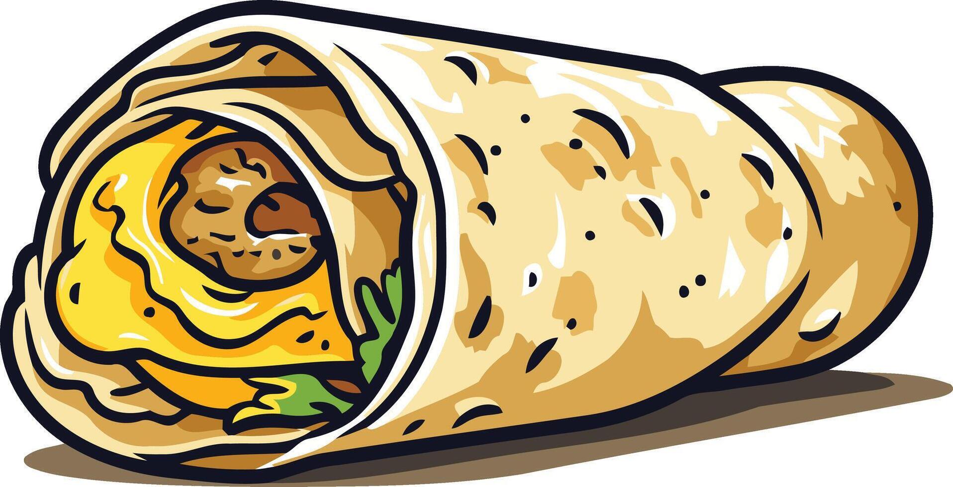 Deliciously Wrapped Burrito vector