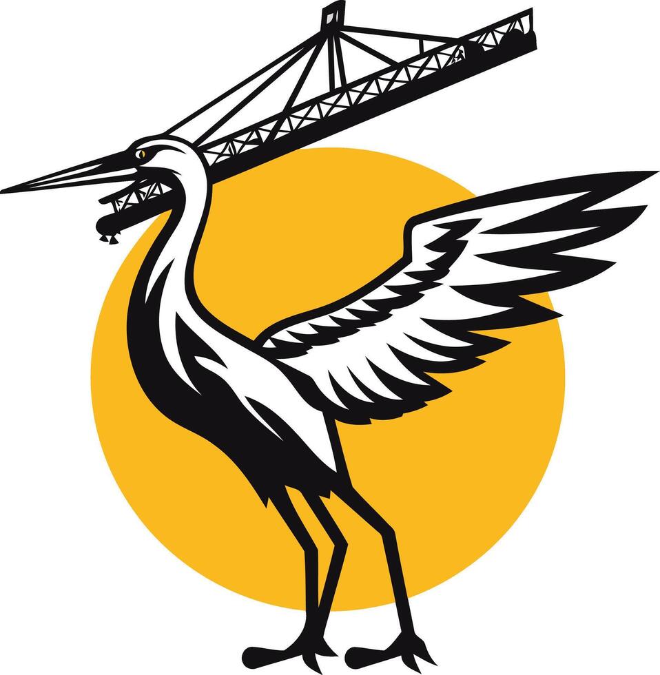 Heron Carrying a Crane vector