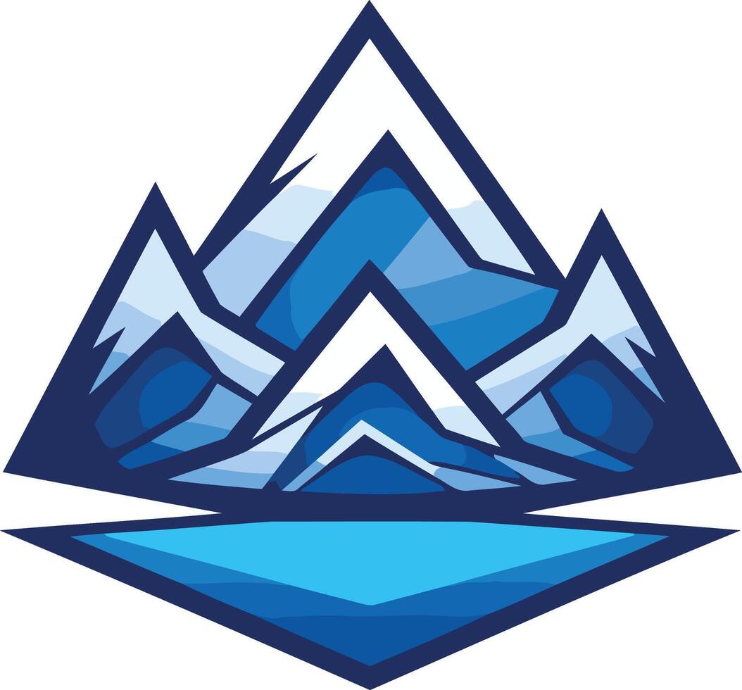 Stylized Blue Mountain Range Logo vector