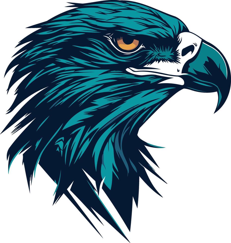 Eagle Head Illustration in Teal and Blue vector