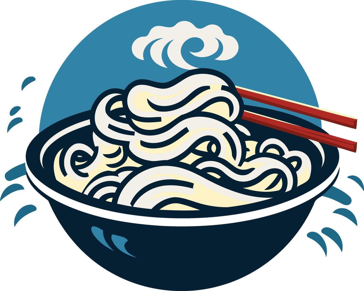 Bowl of Noodles with Chopsticks vector
