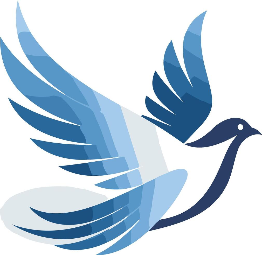 Blue Stylized Dove Flying vector