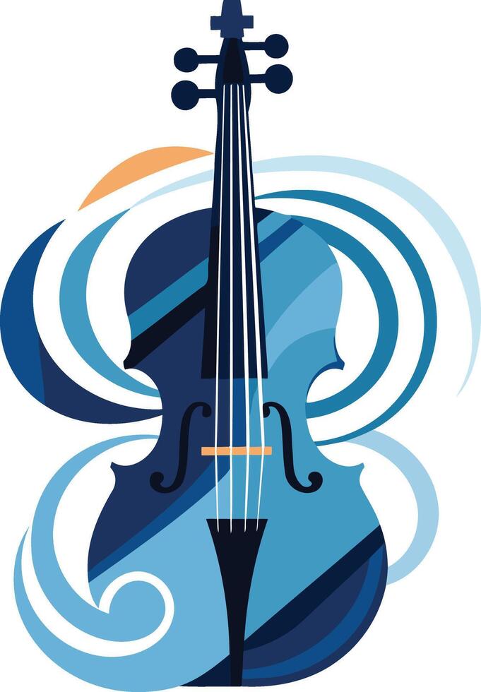 Blue Violin with Swirling Background vector