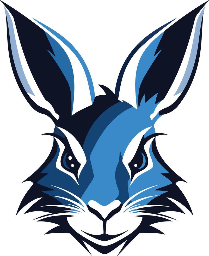 Blue Rabbit Mascot with Intense Gaze vector