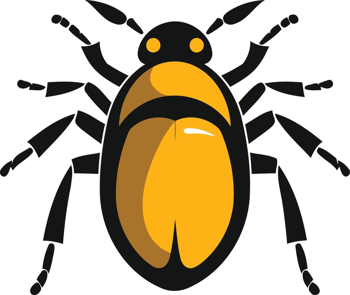 Yellow Bug Illustration with Black Outline vector