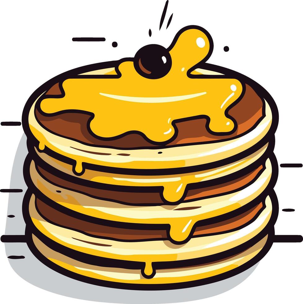 Stack of Pancakes with Drizzled Honey vector