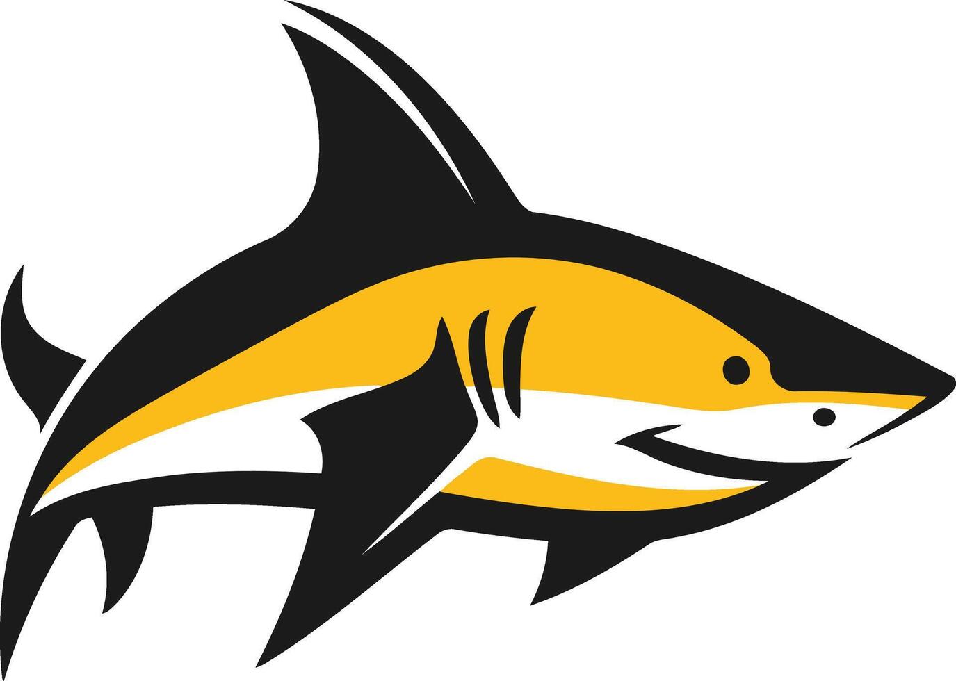 Stylized Shark Illustration in Black and Yellow vector