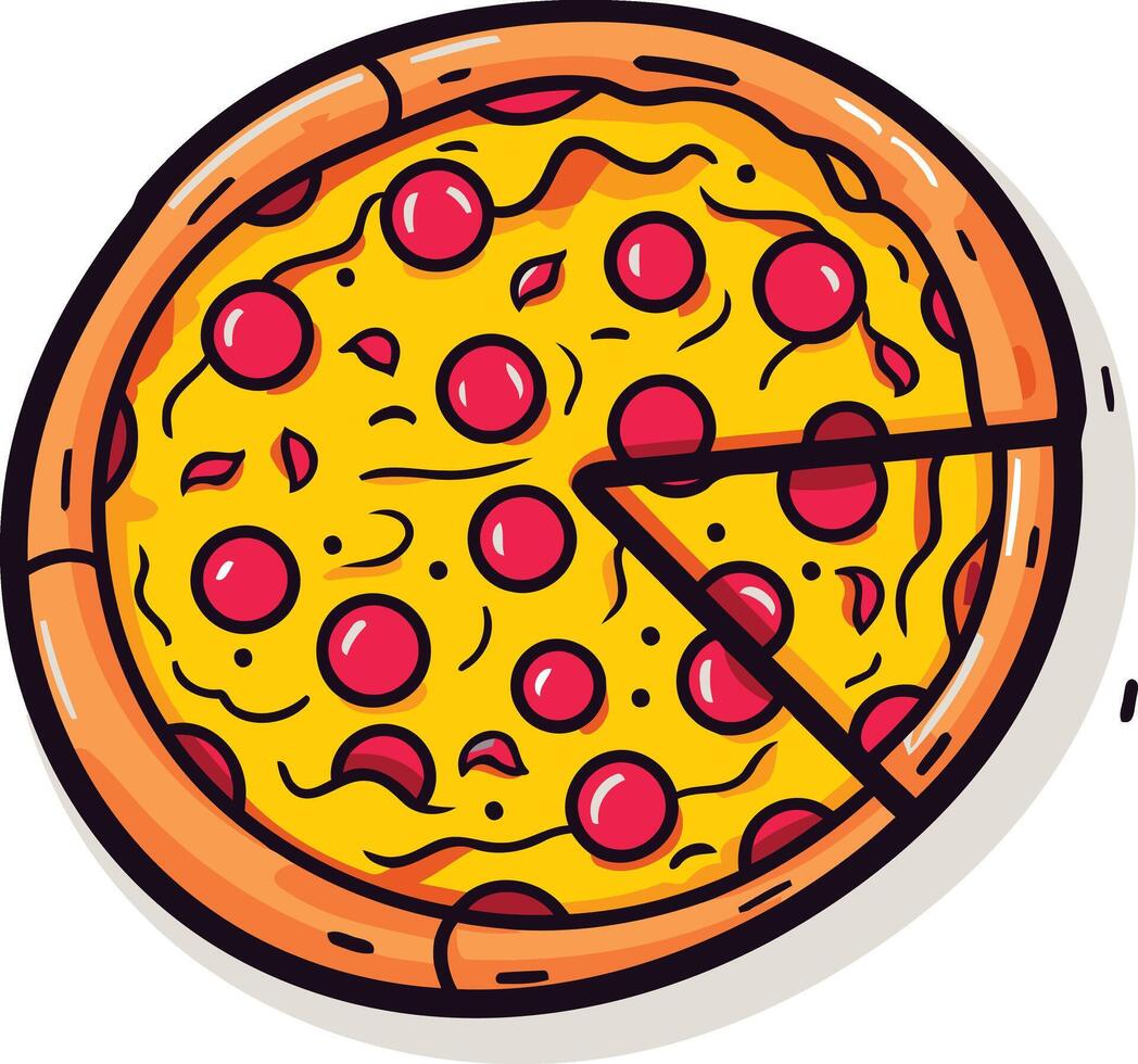 Delicious Pepperoni Pizza with a Missing Slice vector