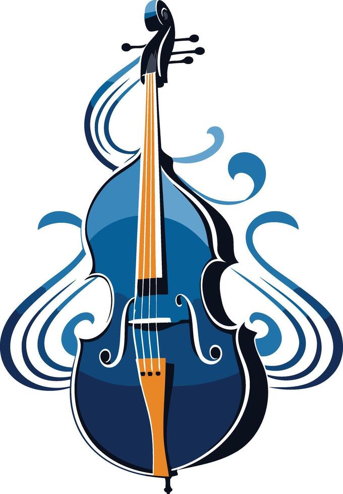Blue Double Bass with Abstract Design vector