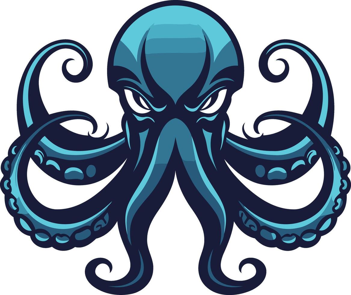 Angry Blue Octopus Mascot Illustration vector