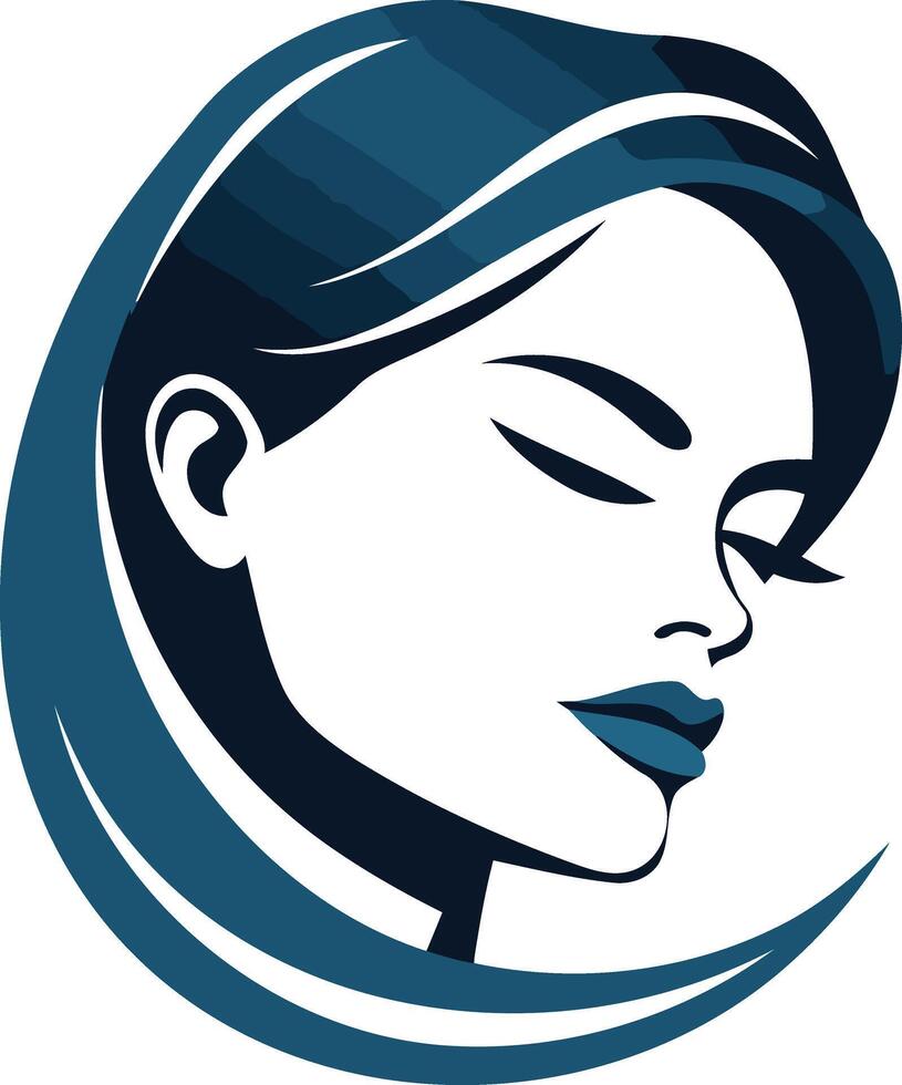 Elegant Woman in Profile with Blue Hair vector