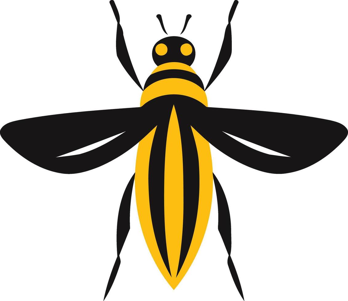 Bee Illustration in Black and Yellow vector
