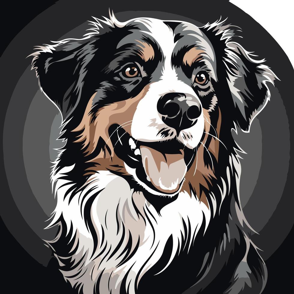 Smiling Aussie Shepherd Portrait vector