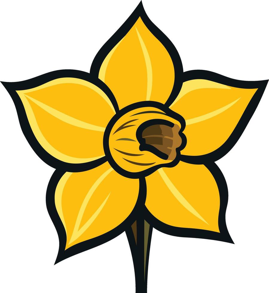 Yellow Daffodil with Black Outline vector