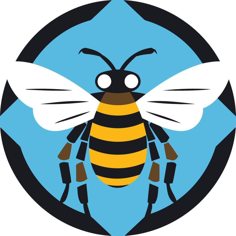 Bee Illustration with Blue Background vector