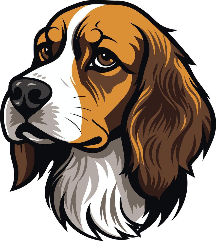 Portrait of a Beagle with Brown and White Fur vector