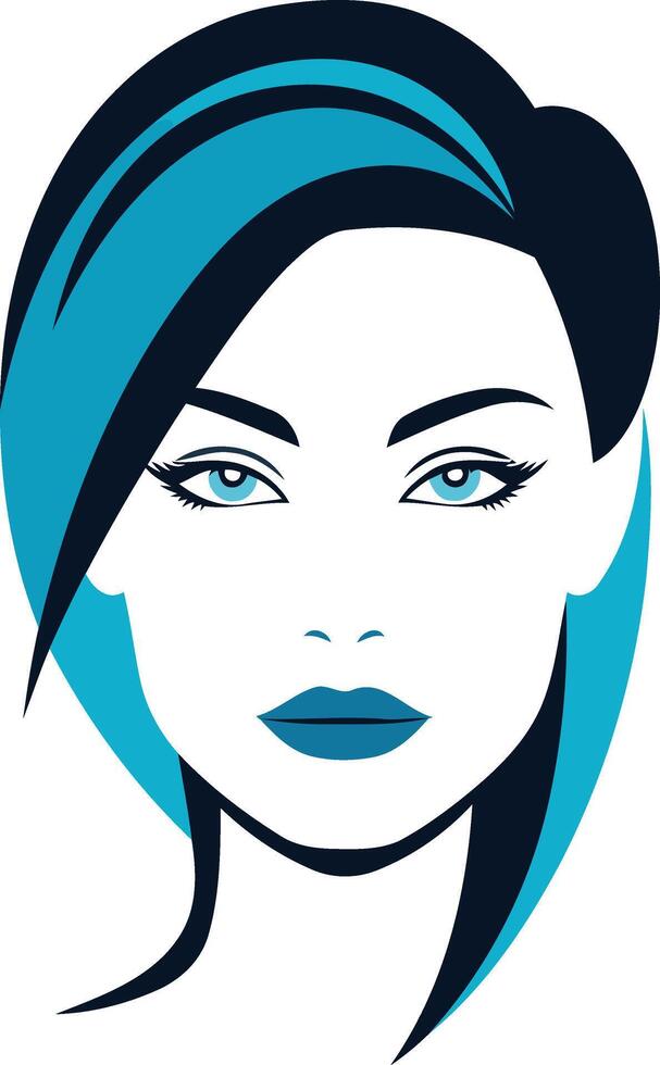 elegante mujer con azul pelo y labios vector