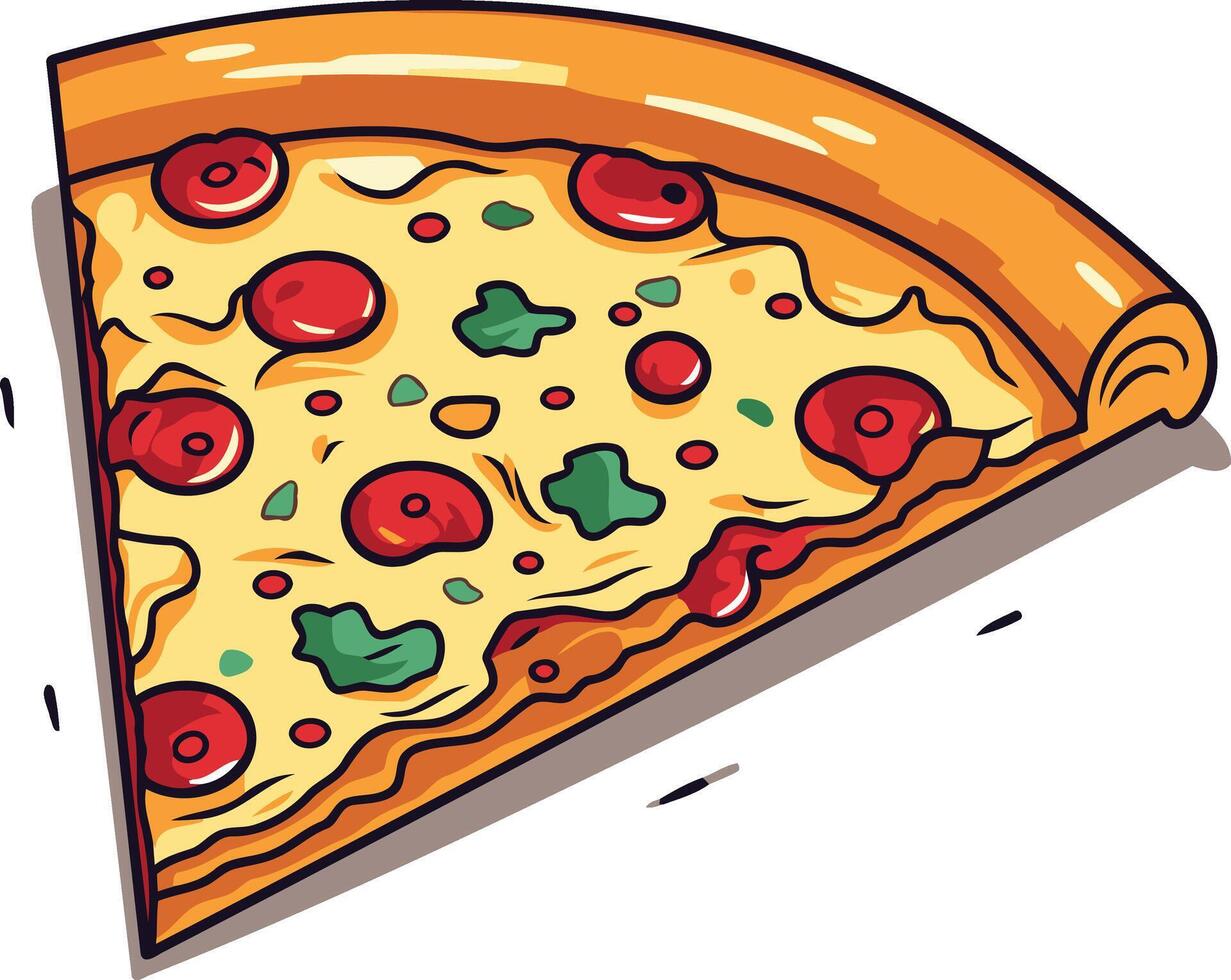 Cartoon Illustration of a Slice of Pizza with Toppings vector