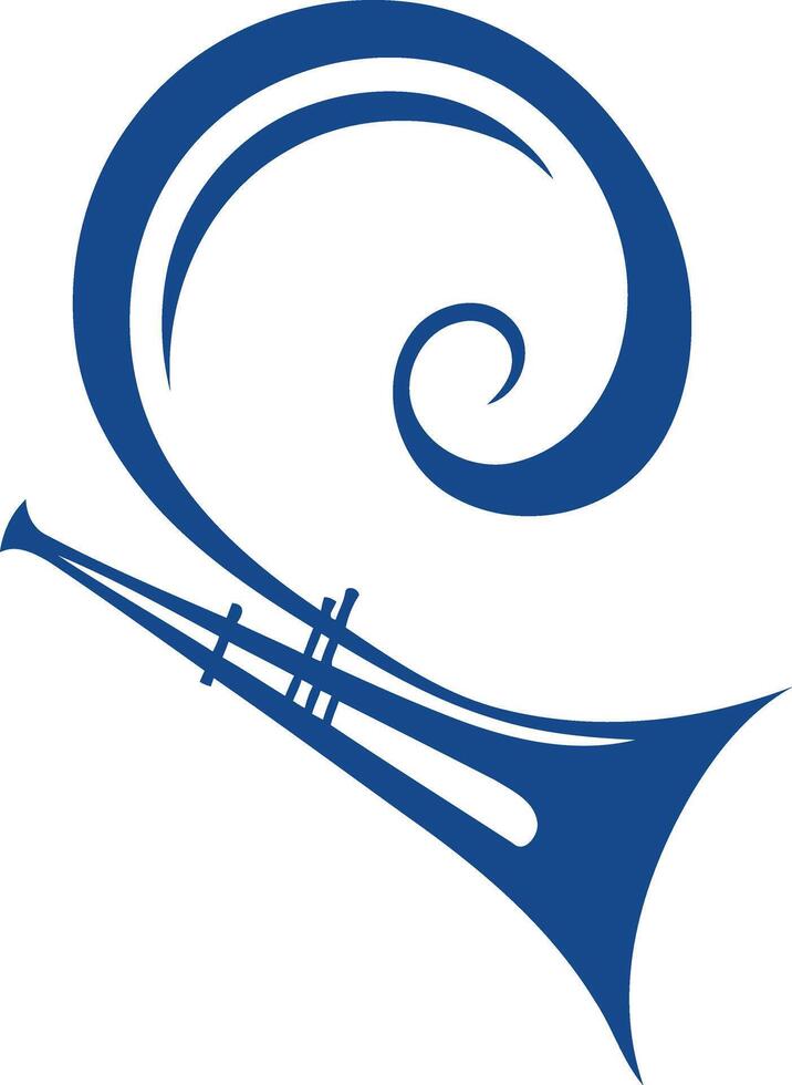 Blue Trumpet with Swirling Design vector