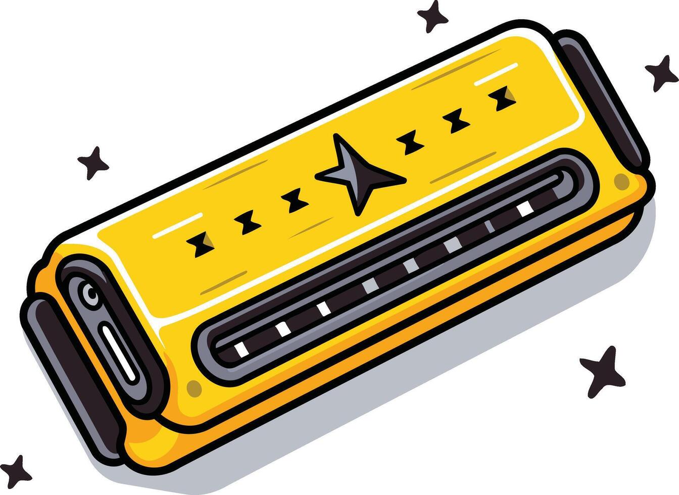 Yellow Harmonica with a Star Design vector